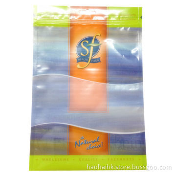 Healthy food zip lock and hanging packaging bag, made of OPP/VM-PET/PE materials